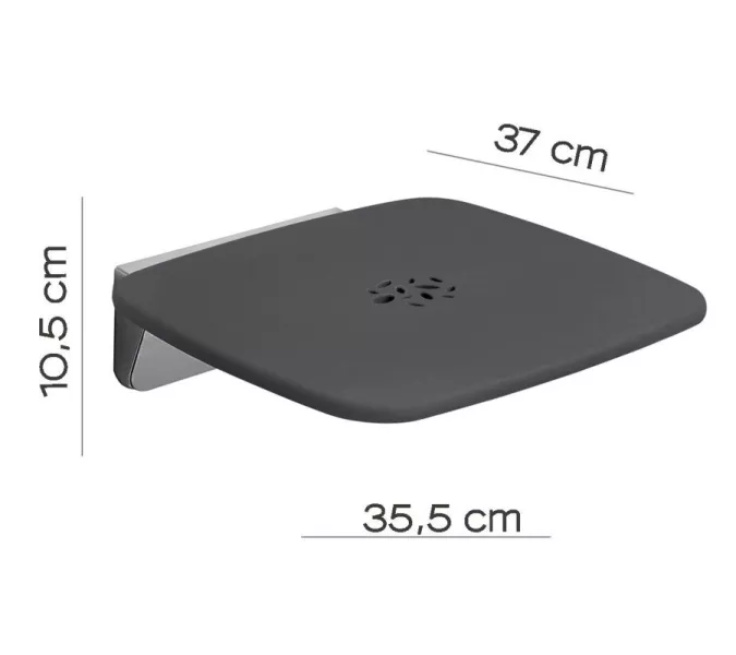 Gedy  откидное сиденье   хром - пластик антрацит, изображение 2