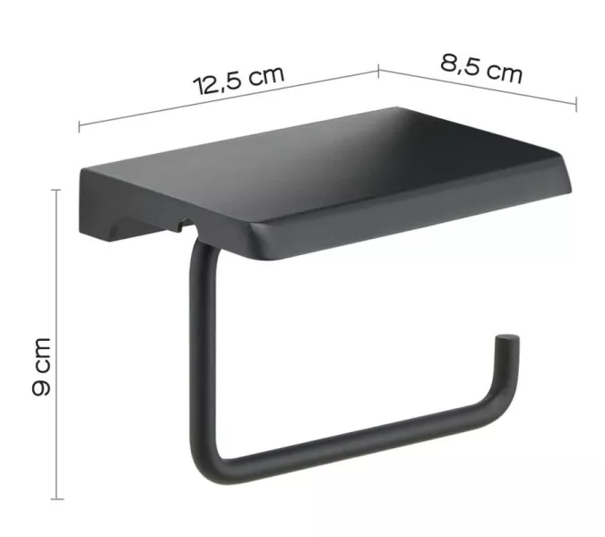 Gedy  бумагодержатель с плоской крышкой-подставкой под телефон ,черный матовый, изображение 2