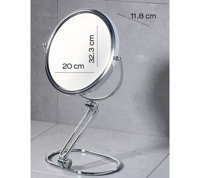 Gedy  настольное 2-х стороннее косметическое зеркало с 5-ти кратным увеличением   хром, изображение 2