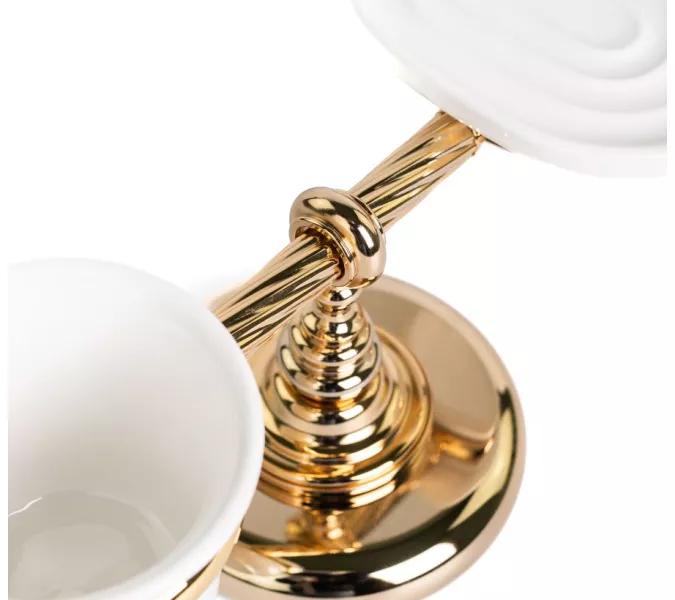 Stil Haus Giunone  настольные керамические мыльница + стакан   золото, изображение 3