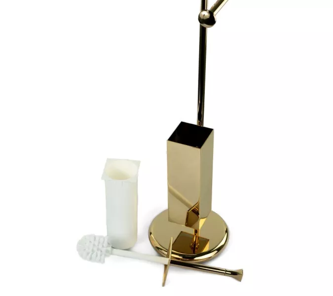 Stil Haus Prisma  cтойка: мыльн. + полотенцедер.+ бумагодер. + ёрш метал.   золото - белая керам, изображение 3