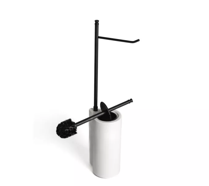 Stil Haus Hashi  cтойка: бумагодержатель + ерш керамический   чёрный матовый - белая керамика, изображение 5