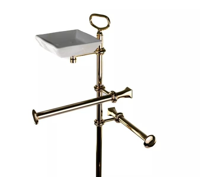 Stil Haus Prisma  cтойка: мыльн. + полотенцедер.+ бумагодер. + ёрш метал.   золото - белая керам, изображение 6