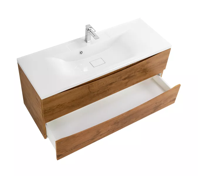 Тумба подвесная BelBagno MARINO Rovere Nature, раковина белая/черная, Выбрать цвет: Дуб Натуральный, Выбрать размер: 120, Внешний вид: с белой раковиной, изображение 3