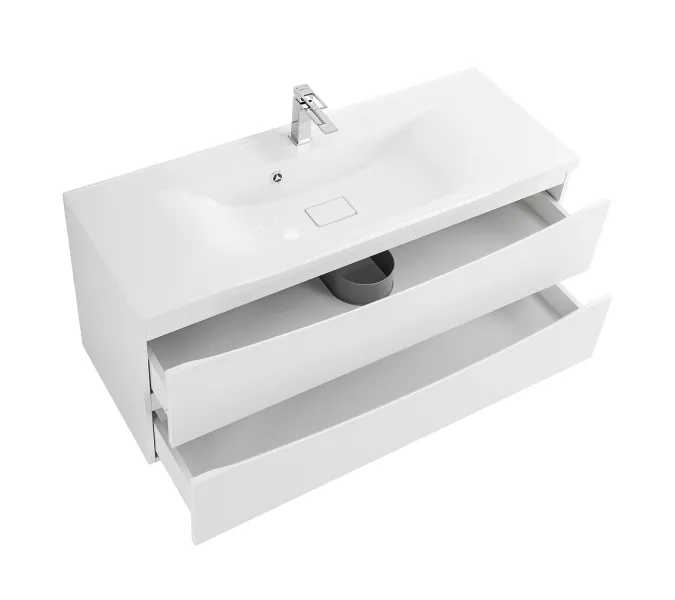 Тумба подвесная BelBagno MARINO Bianco Opaco, раковина белая/черная, Выбрать цвет: Белый матовый, Выбрать размер: 120, Внешний вид: с белой раковиной, изображение 5