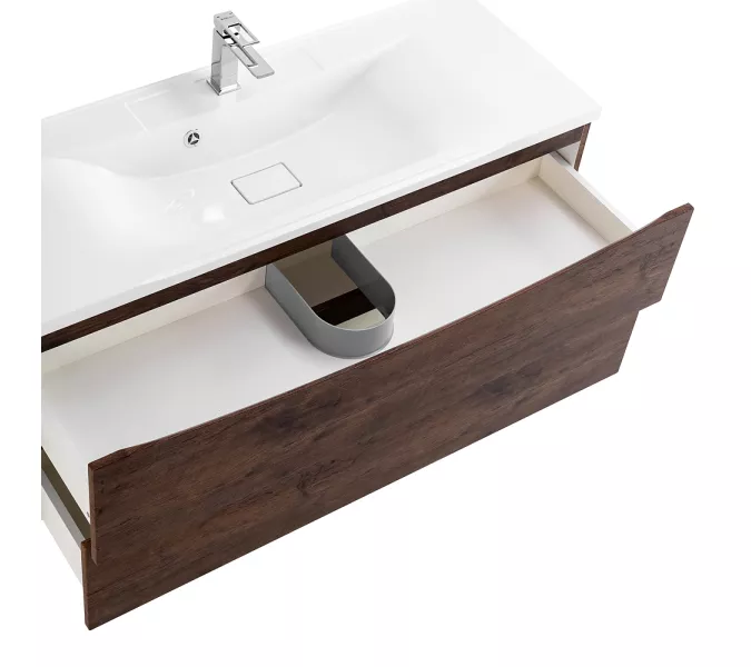 Тумба подвесная BelBagno MARINO Rovere Moro, раковина белая/черная, Выбрать цвет: дуб темный, Выбрать размер: 120, Внешний вид: с белой раковиной, изображение 6