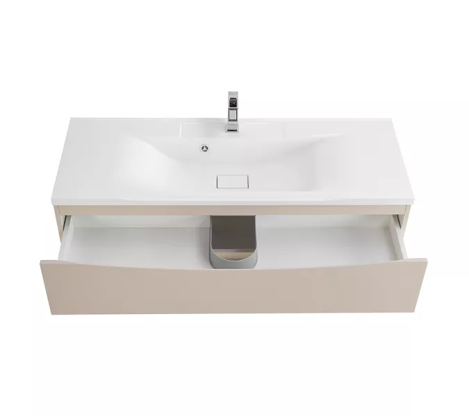 Тумба подвесная BelBagno MARINO Crema Opaco, раковина белая/черная, Выбрать цвет: Кремовый матовый, Выбрать размер: 120, Внешний вид: с белой раковиной, изображение 7