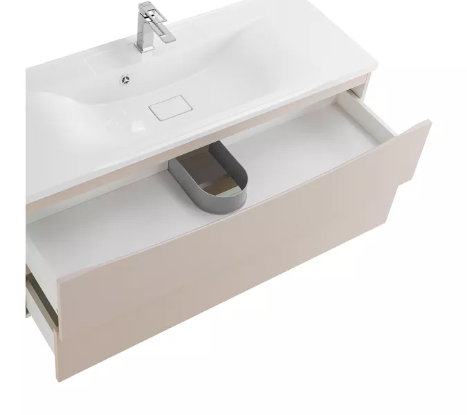 Тумба подвесная BelBagno MARINO Crema Opaco, раковина белая/черная, Выбрать цвет: Кремовый матовый, Выбрать размер: 120, Внешний вид: с белой раковиной, изображение 6