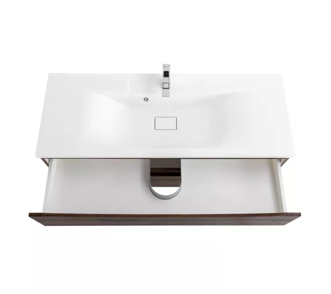 Тумба подвесная BelBagno MARINO Rovere Moro, раковина белая/черная, Выбрать цвет: дуб темный, Выбрать размер: 120, Внешний вид: с белой раковиной, изображение 4