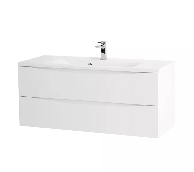 Тумба подвесная BelBagno MARINO Bianco Opaco, раковина белая/черная, Выбрать цвет: Белый матовый, Выбрать размер: 120, Внешний вид: с белой раковиной, изображение 2