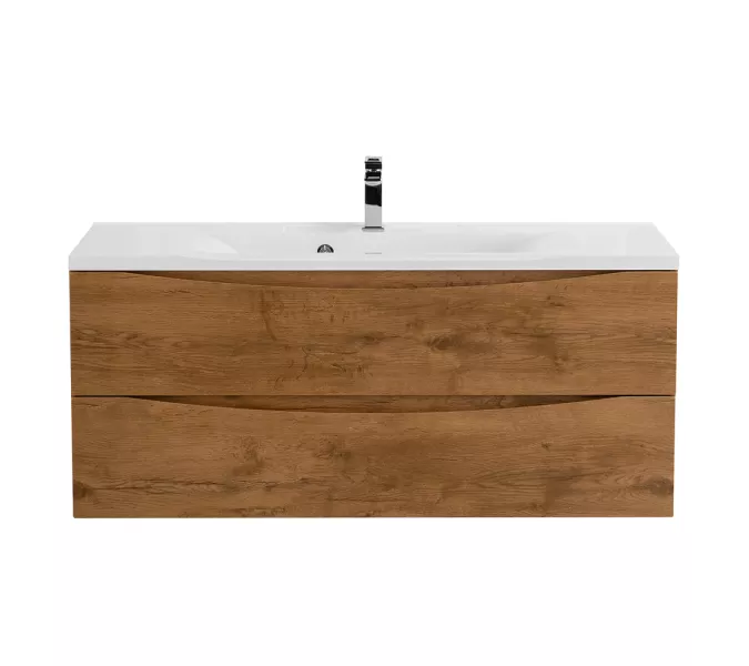 Тумба подвесная BelBagno MARINO Rovere Nature, раковина белая/черная, Выбрать цвет: Дуб Натуральный, Выбрать размер: 120, Внешний вид: с белой раковиной