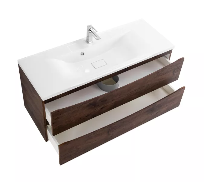 Тумба подвесная BelBagno MARINO Rovere Moro, раковина белая/черная, Выбрать цвет: дуб темный, Выбрать размер: 120, Внешний вид: с белой раковиной, изображение 5