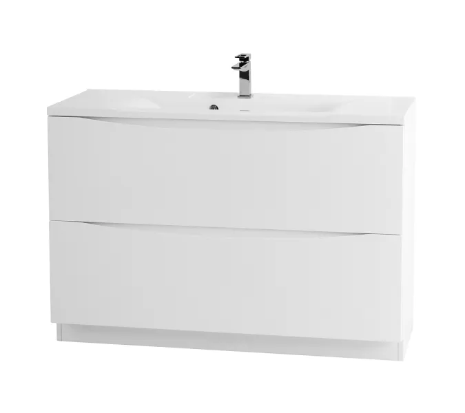 Тумба напольная с белой/черной раковиной BelBagno MARINO Bianco Lucido, Выбрать цвет: Белый глянец, Выбрать размер: 120, Внешний вид: с белой раковиной, изображение 2