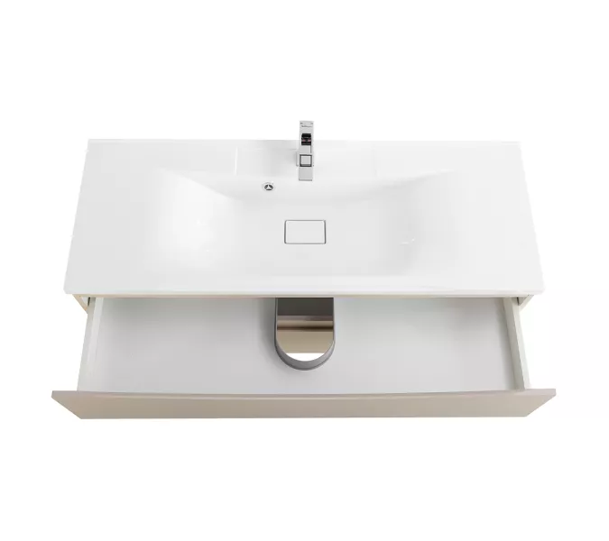 Тумба подвесная BelBagno MARINO Crema Opaco, раковина белая/черная, Выбрать цвет: Кремовый матовый, Выбрать размер: 120, Внешний вид: с белой раковиной, изображение 4