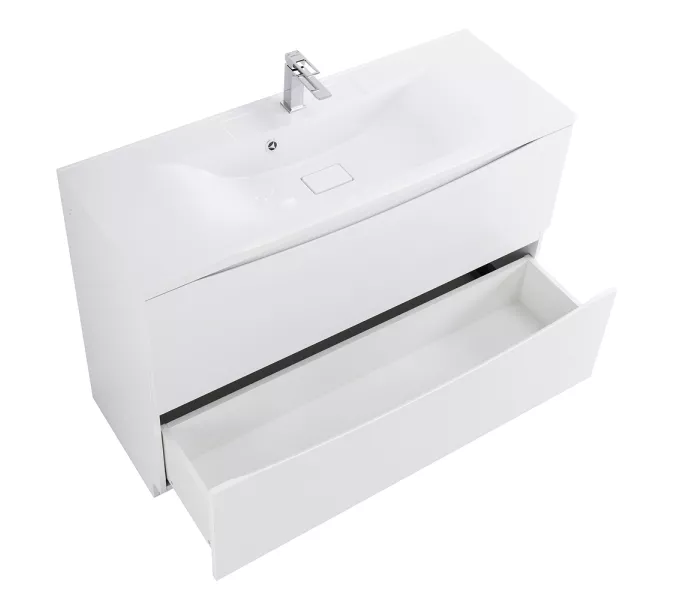 Тумба напольная с белой/черной раковиной BelBagno MARINO Bianco Lucido, Выбрать цвет: Белый глянец, Выбрать размер: 120, Внешний вид: с белой раковиной, изображение 3