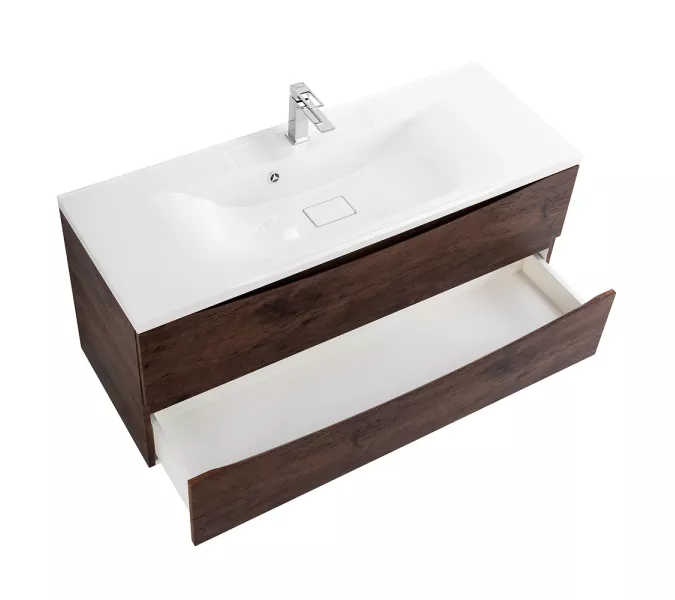 Тумба подвесная BelBagno MARINO Rovere Moro, раковина белая/черная, Выбрать цвет: дуб темный, Выбрать размер: 120, Внешний вид: с белой раковиной, изображение 3