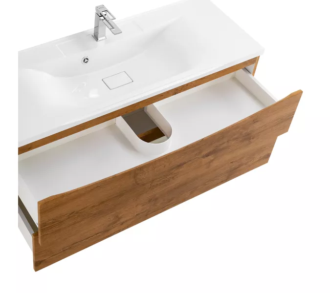 Тумба подвесная BelBagno MARINO Rovere Nature, раковина белая/черная, Выбрать цвет: Дуб Натуральный, Выбрать размер: 120, Внешний вид: с белой раковиной, изображение 6