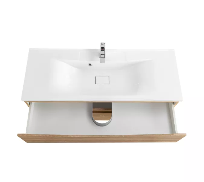 Тумба подвесная BelBagno MARINO Rovere Bianco, раковина белая/черная, Выбрать цвет: Дуб белый, Выбрать размер: 120, Внешний вид: с белой раковиной, изображение 4