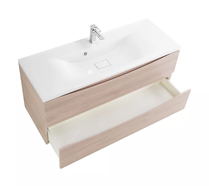 Тумба подвесная BelBagno MARINO Rovere Grigio, раковина белая/черная, Выбрать цвет: дуб серый, Выбрать размер: 120, Внешний вид: с белой раковиной, изображение 3