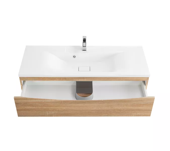 Тумба подвесная BelBagno MARINO Rovere Bianco, раковина белая/черная, Выбрать цвет: Дуб белый, Выбрать размер: 120, Внешний вид: с белой раковиной, изображение 7