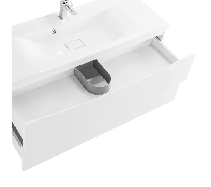 Тумба подвесная BelBagno MARINO Bianco Opaco, раковина белая/черная, Выбрать цвет: Белый матовый, Выбрать размер: 120, Внешний вид: с белой раковиной, изображение 6