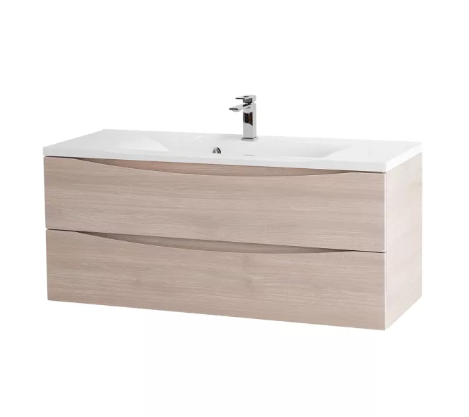 Тумба подвесная BelBagno MARINO Rovere Grigio, раковина белая/черная, Выбрать цвет: дуб серый, Выбрать размер: 120, Внешний вид: с белой раковиной, изображение 2