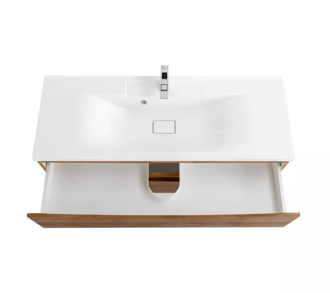 Тумба подвесная BelBagno MARINO Rovere Nature, раковина белая/черная, Выбрать цвет: Дуб Натуральный, Выбрать размер: 120, Внешний вид: с белой раковиной, изображение 4