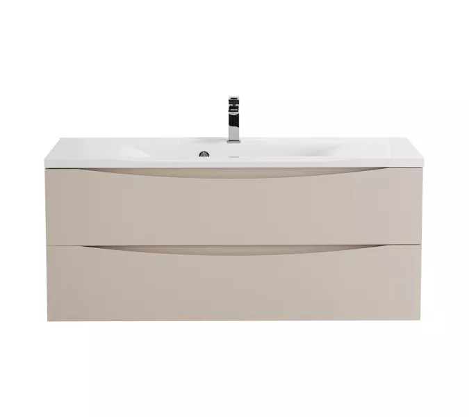 Тумба подвесная BelBagno MARINO Crema Opaco, раковина белая/черная, Выбрать цвет: Кремовый матовый, Выбрать размер: 120, Внешний вид: с белой раковиной