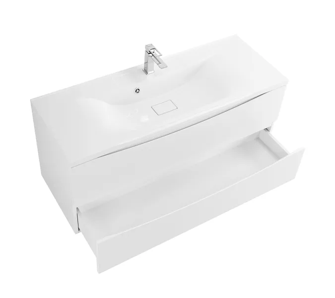 Тумба подвесная BelBagno MARINO Bianco Opaco, раковина белая/черная, Выбрать цвет: Белый матовый, Выбрать размер: 120, Внешний вид: с белой раковиной, изображение 3