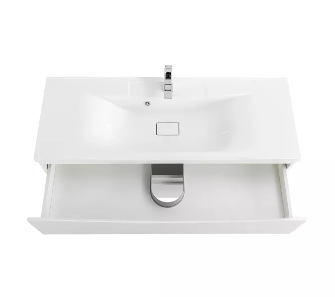 Тумба подвесная BelBagno MARINO Bianco Opaco, раковина белая/черная, Выбрать цвет: Белый матовый, Выбрать размер: 120, Внешний вид: с белой раковиной, изображение 4