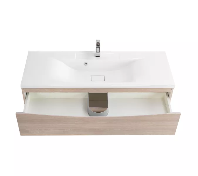 Тумба подвесная BelBagno MARINO Rovere Grigio, раковина белая/черная, Выбрать цвет: дуб серый, Выбрать размер: 120, Внешний вид: с белой раковиной, изображение 7