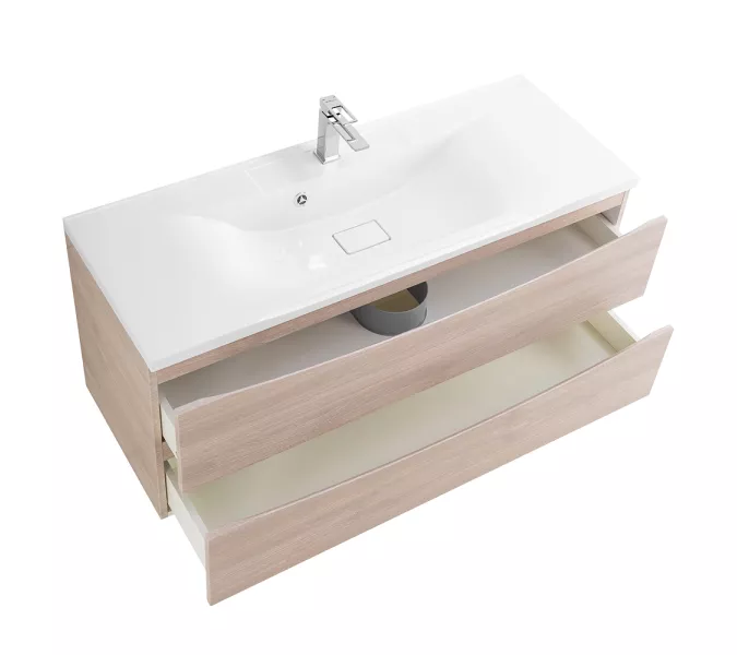 Тумба подвесная BelBagno MARINO Rovere Grigio, раковина белая/черная, Выбрать цвет: дуб серый, Выбрать размер: 120, Внешний вид: с белой раковиной, изображение 5