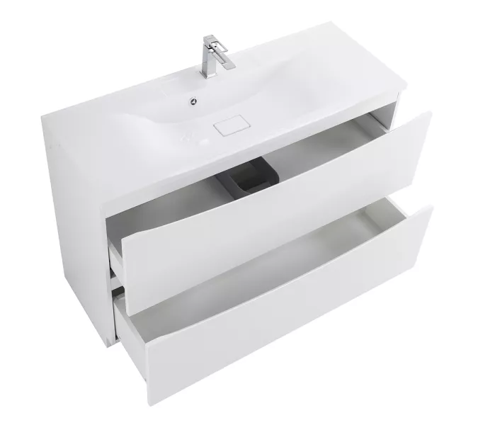 Тумба напольная с белой/черной раковиной BelBagno MARINO Bianco Lucido, Выбрать цвет: Белый глянец, Выбрать размер: 120, Внешний вид: с белой раковиной, изображение 5