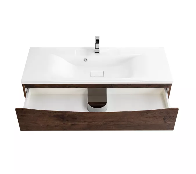 Тумба подвесная BelBagno MARINO Rovere Moro, раковина белая/черная, Выбрать цвет: дуб темный, Выбрать размер: 120, Внешний вид: с белой раковиной, изображение 7