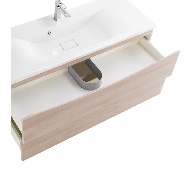 Тумба подвесная BelBagno MARINO Rovere Grigio, раковина белая/черная, Выбрать цвет: дуб серый, Выбрать размер: 120, Внешний вид: с белой раковиной, изображение 6