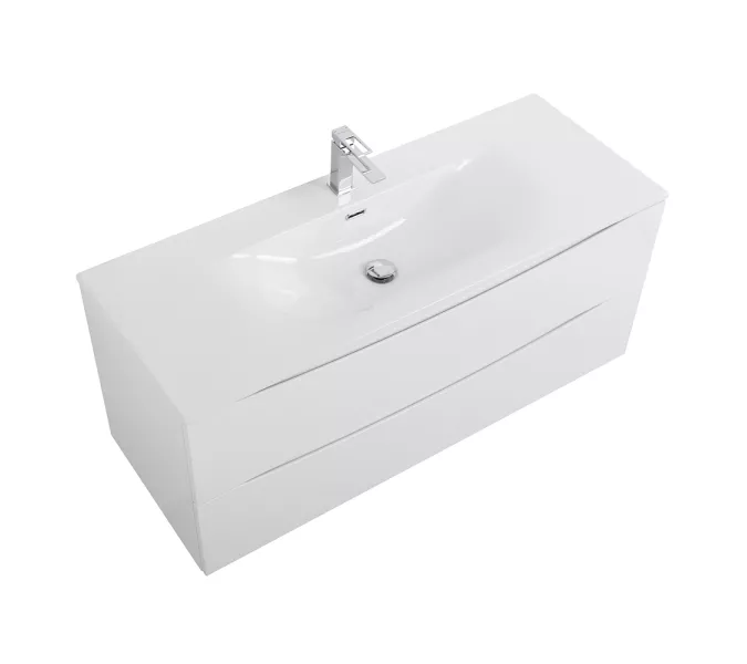 Тумба с раковиной подвесная BelBagno MARINO-CER-N Bianco Lucido, Выбрать цвет: Белый глянец, Выбрать размер: 120, Внешний вид: с белой раковиной, изображение 6