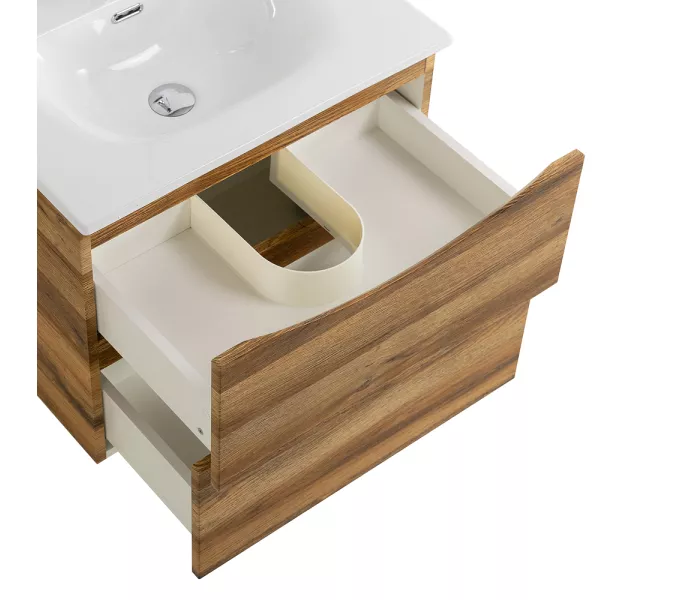 Тумба с раковиной подвесная BelBagno MARINO-CER-N Rovere Rustico, Выбрать цвет: Дуб рустикальный, Выбрать размер: 60, Внешний вид: с белой раковиной, изображение 5