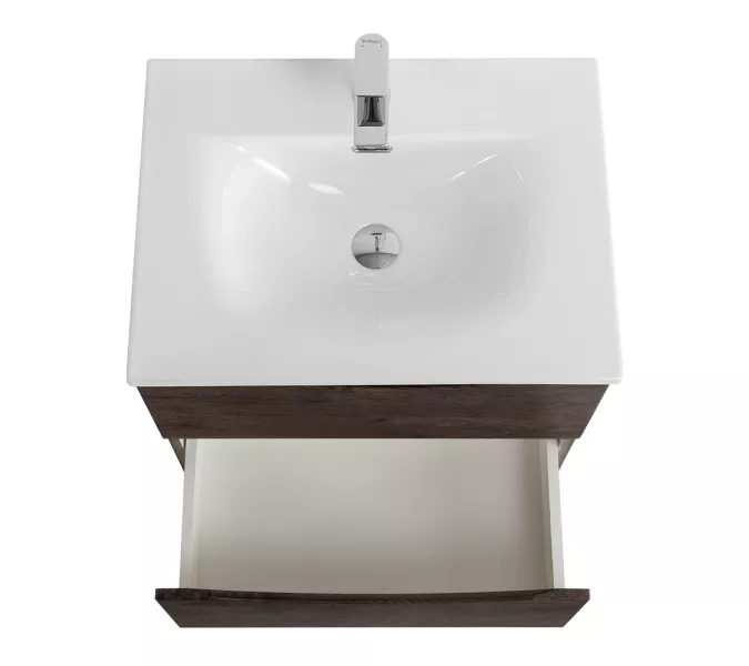 Тумба с раковиной подвесная BelBagno MARINO-CER-N Rovere Nature Grigio, Выбрать цвет: Дуб серый натуральный, Выбрать размер: 60, Внешний вид: с белой раковиной, изображение 7