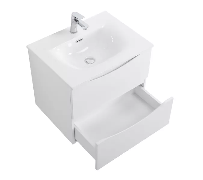 Тумба с раковиной подвесная BelBagno MARINO-CER-N Bianco Opaco, Выбрать цвет: Белый матовый, Выбрать размер: 60, Внешний вид: с белой раковиной, изображение 4