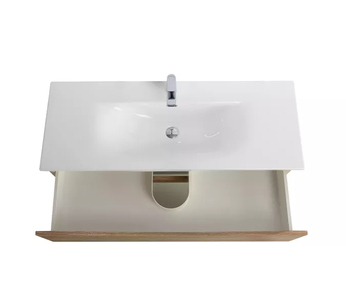 Тумба с раковиной подвесная BelBagno MARINO-CER-N  Rovere Bianco, Выбрать цвет: Дуб белый, Выбрать размер: 120, Внешний вид: с белой раковиной, изображение 5