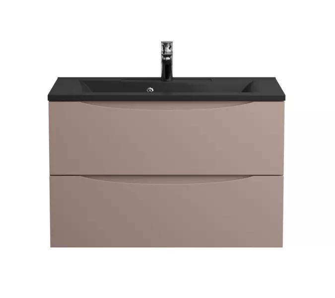 Тумба с черной раковиной подвесная BelBagno MARINO 80 Capucino Lucido, Выбрать цвет: Cappuccino, Выбрать размер: 80, Внешний вид: с черной раковиной