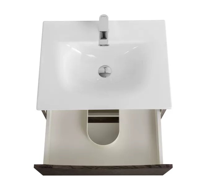 Тумба с раковиной подвесная BelBagno MARINO-CER-N Rovere Nature Grigio, Выбрать цвет: Дуб серый натуральный, Выбрать размер: 60, Внешний вид: с белой раковиной, изображение 6