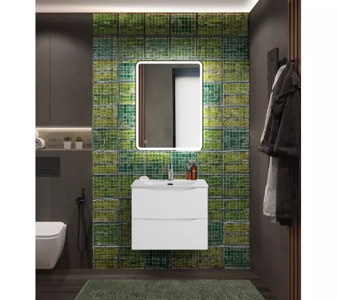 Тумба с раковиной подвесная BelBagno MARINO-CER-N Bianco Opaco, Выбрать цвет: Белый матовый, Выбрать размер: 60, Внешний вид: с белой раковиной, изображение 8