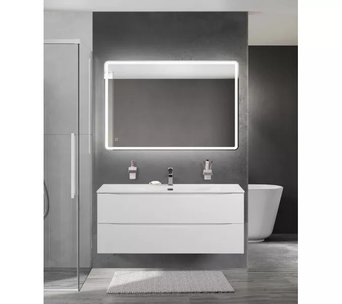 Тумба с раковиной подвесная BelBagno MARINO-CER-N Bianco Lucido, Выбрать цвет: Белый глянец, Выбрать размер: 120, Внешний вид: с белой раковиной, изображение 10