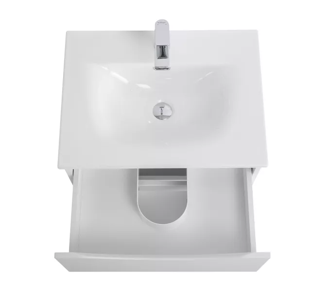 Тумба с раковиной подвесная BelBagno MARINO-CER-N Bianco Opaco, Выбрать цвет: Белый матовый, Выбрать размер: 60, Внешний вид: с белой раковиной, изображение 7