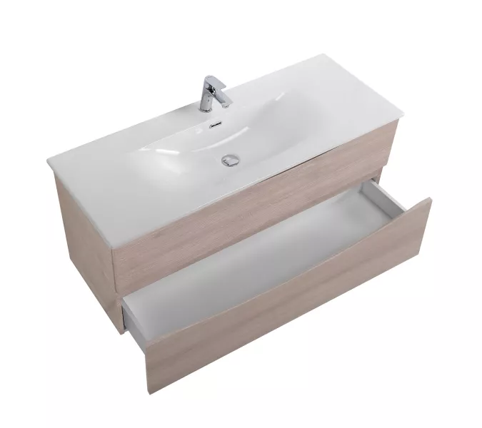 Тумба с раковиной подвесная BelBagno MARINO-CER-N Rovere Grigio, Выбрать цвет: дуб серый, Выбрать размер: 120, Внешний вид: с белой раковиной, изображение 4