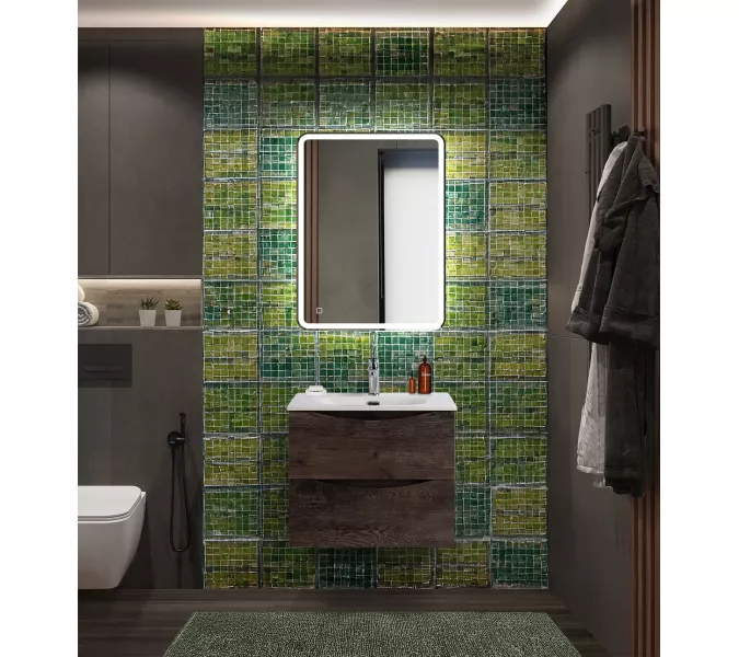 Тумба с раковиной подвесная BelBagno MARINO-CER-N Rovere Nature Grigio, Выбрать цвет: Дуб серый натуральный, Выбрать размер: 60, Внешний вид: с белой раковиной, изображение 8