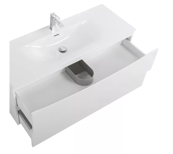 Тумба с раковиной подвесная BelBagno MARINO-CER-N Bianco Lucido, Выбрать цвет: Белый глянец, Выбрать размер: 120, Внешний вид: с белой раковиной, изображение 5