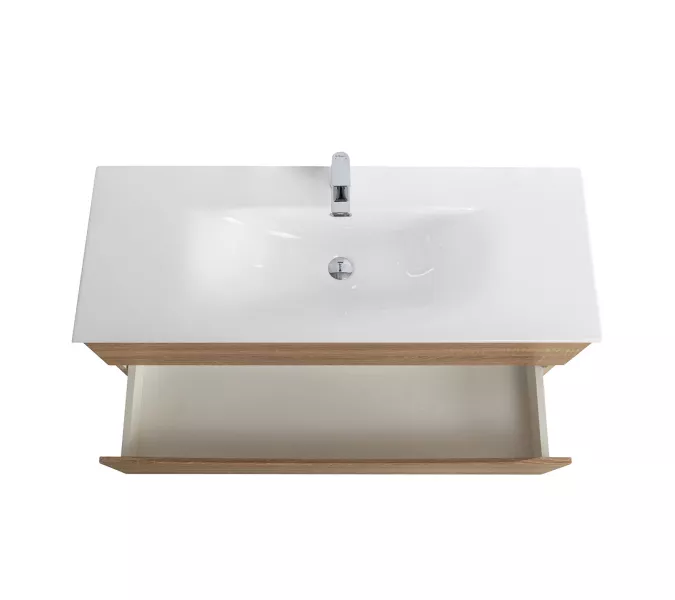 Тумба с раковиной подвесная BelBagno MARINO-CER-N  Rovere Bianco, Выбрать цвет: Дуб белый, Выбрать размер: 120, Внешний вид: с белой раковиной, изображение 6