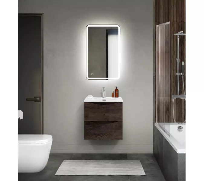 Тумба с раковиной подвесная BelBagno MARINO-CER-MINI Rovere Nature Grigio, Выбрать цвет: Дуб серый натуральный, Выбрать размер: 50, Внешний вид: с белой раковиной, изображение 5